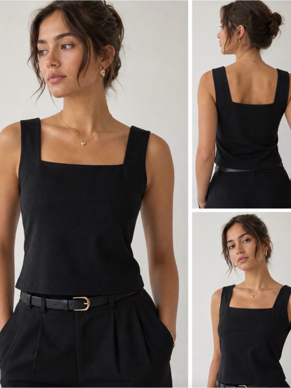 Vintage Joseph Ribkoff Black Square-Neck Tank Top Size 6